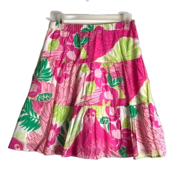 Lilly Pulitzer Ports of Caw Parrot Tiered Skirt colorful beachy size 6P - Picture 1 of 12